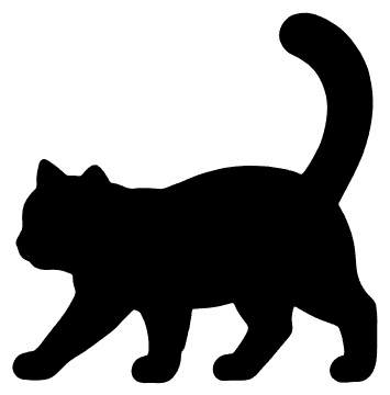 Prowling Cat pumpkin carving stencil, free printable black cat silhouette