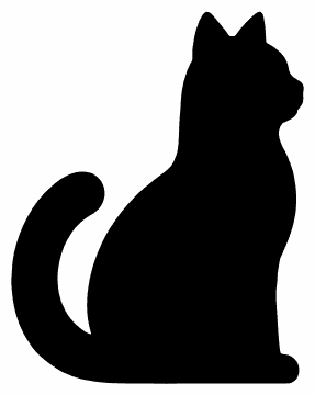 Sitting Cat pumpkin carving stencil, free printable black cat silhouette