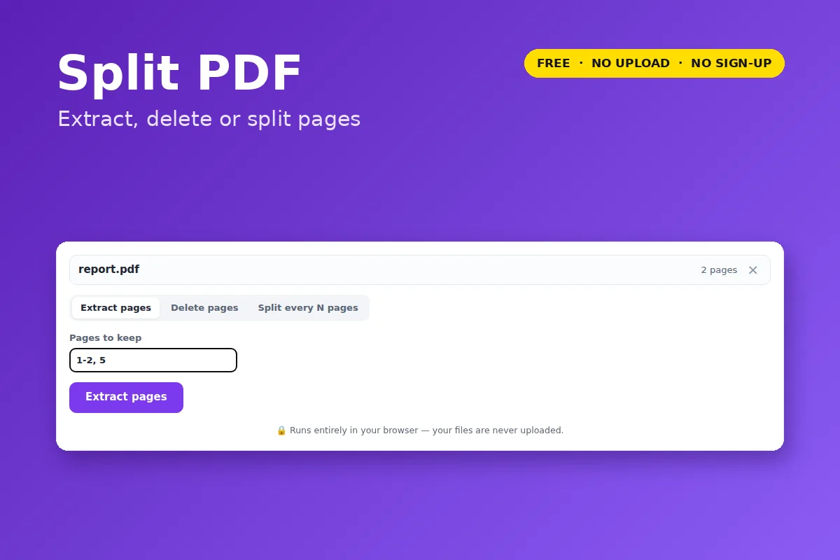 Split PDF: Extract or Remove Pages — free online tool