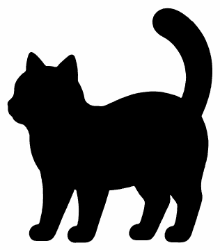Standing Cat pumpkin carving stencil, free printable black cat silhouette