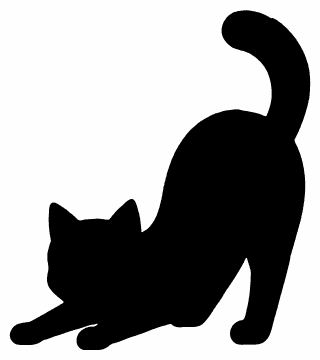 Stretching Cat pumpkin carving stencil, free printable black cat silhouette