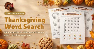 Thanksgiving word search printable puzzles with answer keys