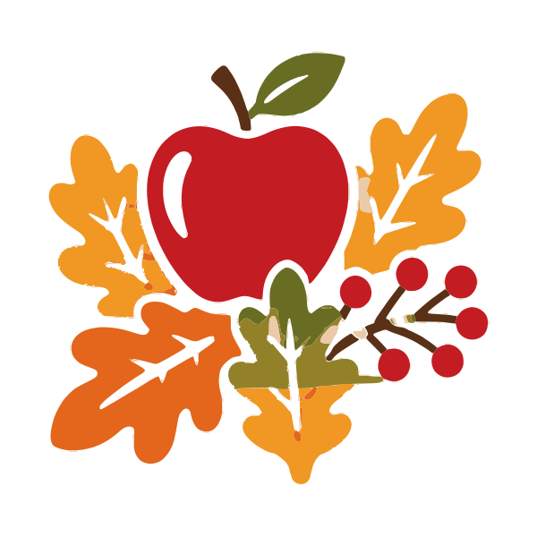 Apple & Autumn Leaves Thanksgiving SVG, layered Cricut cut file, free Thanksgiving clipart