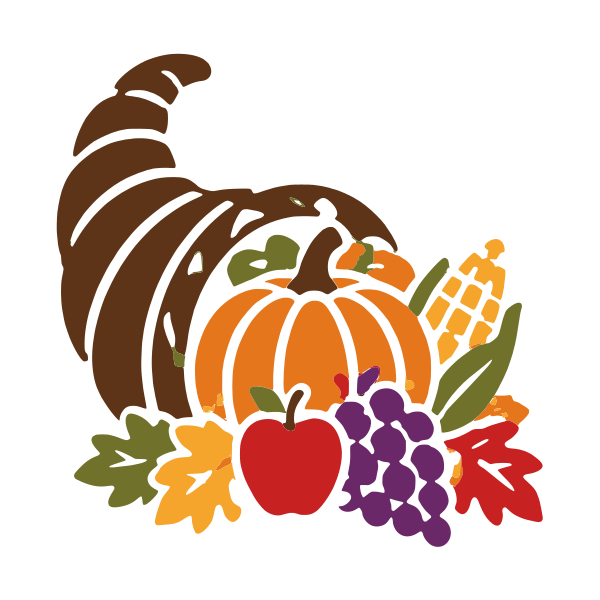 Harvest Cornucopia Thanksgiving SVG, layered Cricut cut file, free Thanksgiving clipart