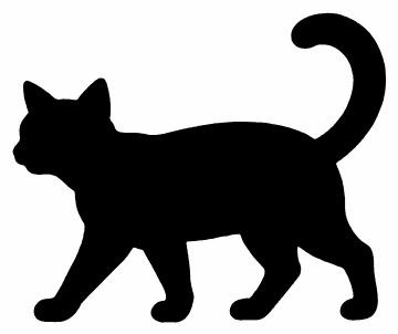 Walking Cat pumpkin carving stencil, free printable black cat silhouette
