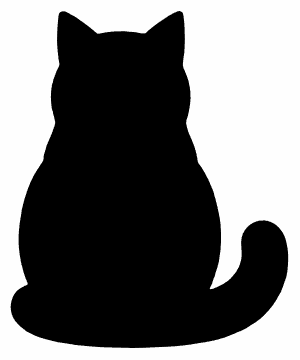Watching Cat pumpkin carving stencil, free printable black cat silhouette