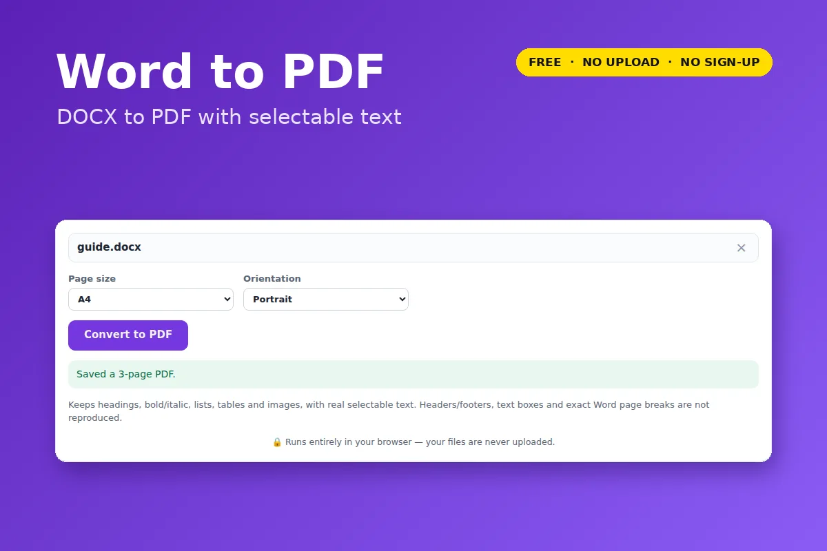 Word to PDF: Convert DOCX to PDF — free online tool