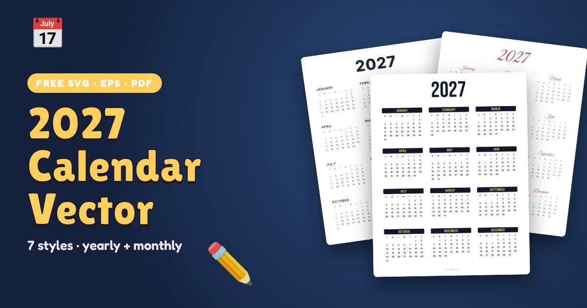 2027 calendar vector templates in minimal, bold and script styles