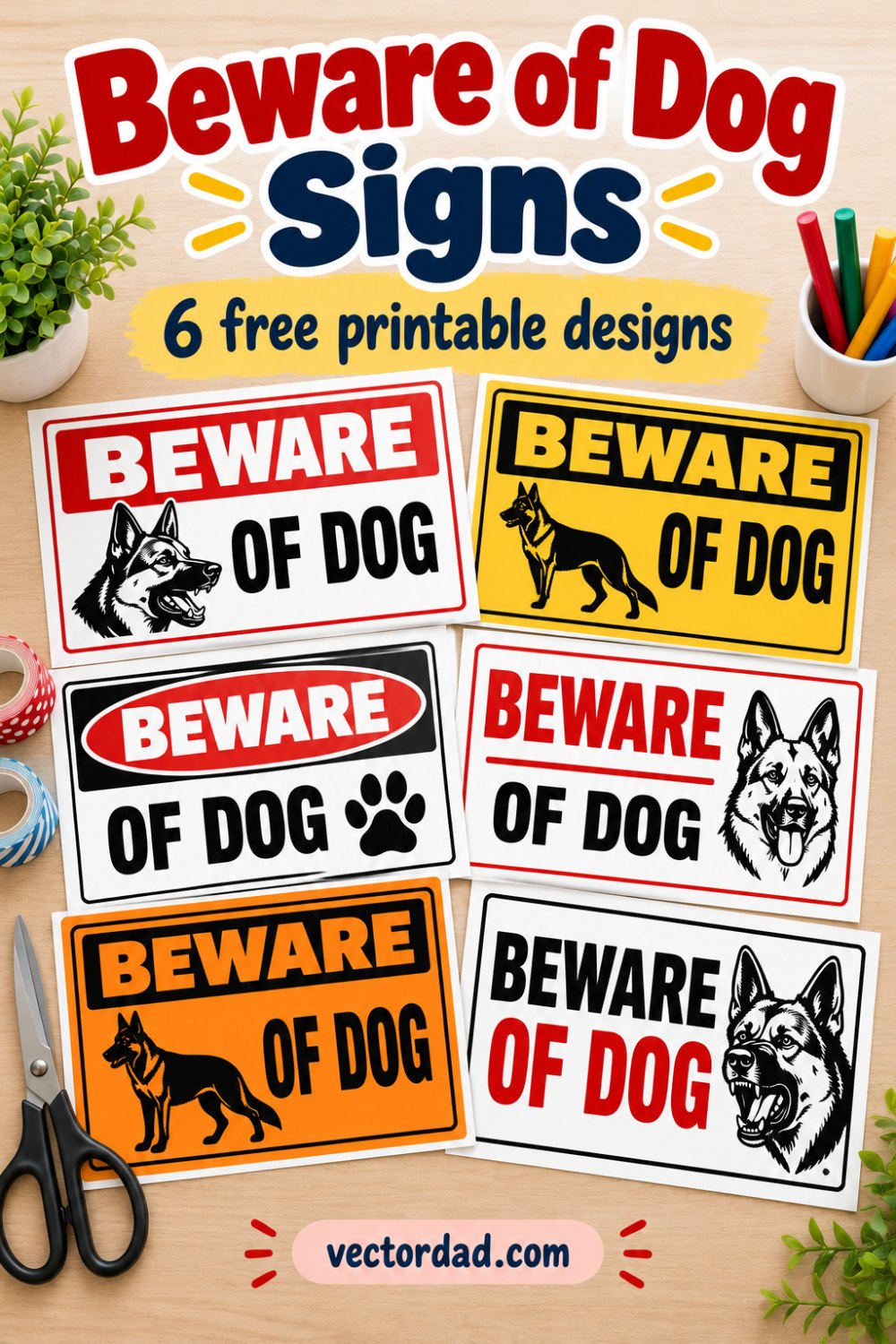 Free printable beware of dog signs from VectorDad β 6 designs