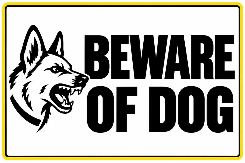 Beware of Dog β Black & Yellow β free printable beware of dog sign