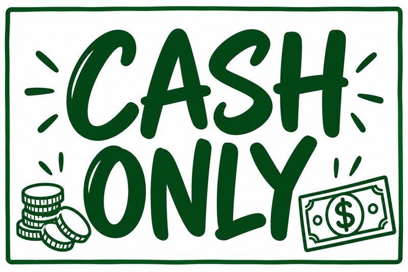 Cash Only — Hand-Lettered — free printable cash only sign