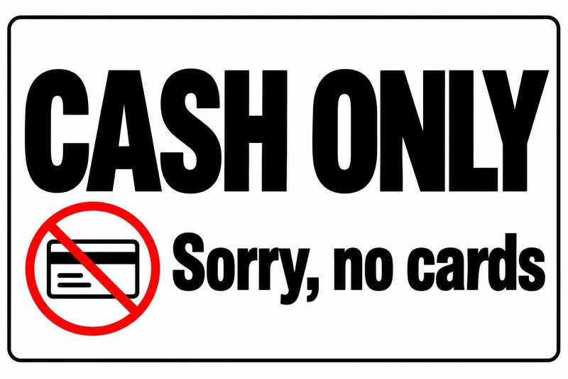 Cash Only · Sorry, No Cards — free printable cash only sign