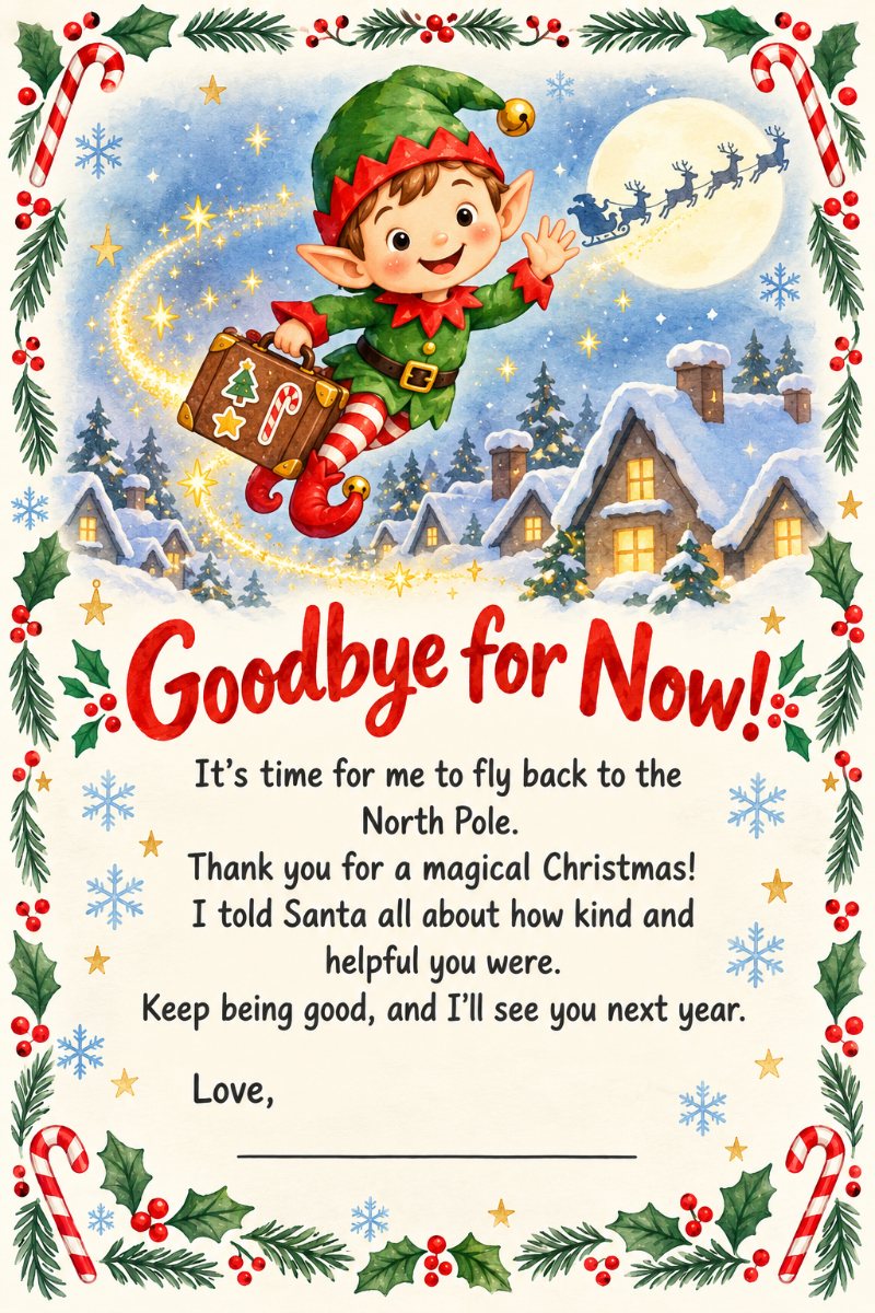 Printable Christmas elf goodbye letter โ Goodbye for Now!