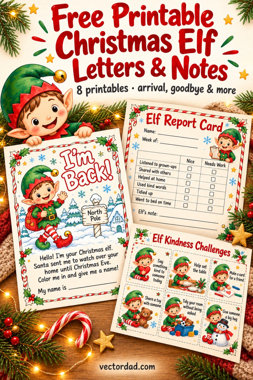 Free printable Christmas elf letters and notes from VectorDad