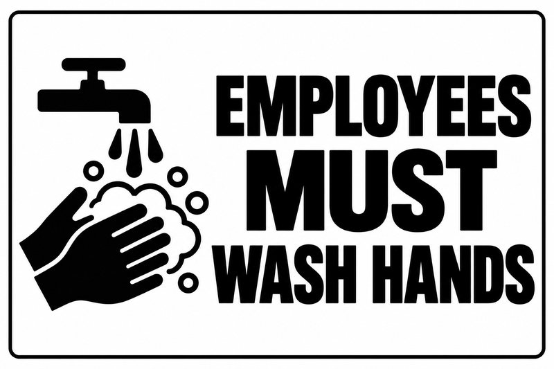 Employees Must Wash Hands — Minimal — free printable employees must wash hands sign