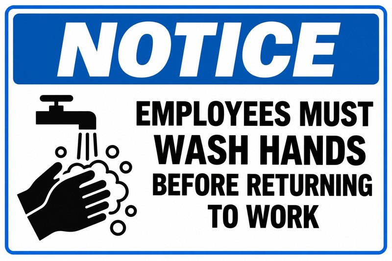 Notice: Wash Hands Before Returning to Work — free printable employees must wash hands sign