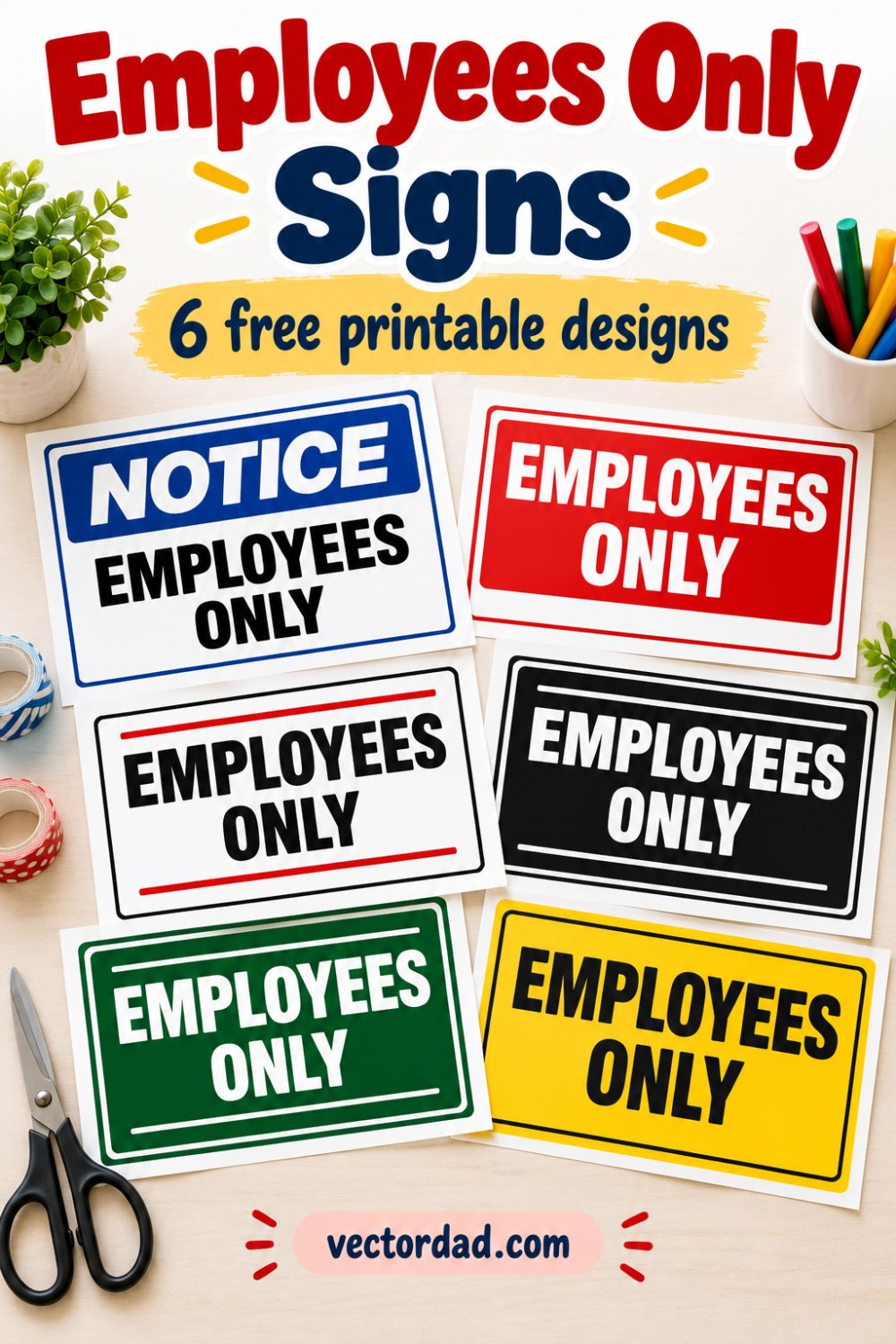 Free printable employees only signs from VectorDad — 6 designs