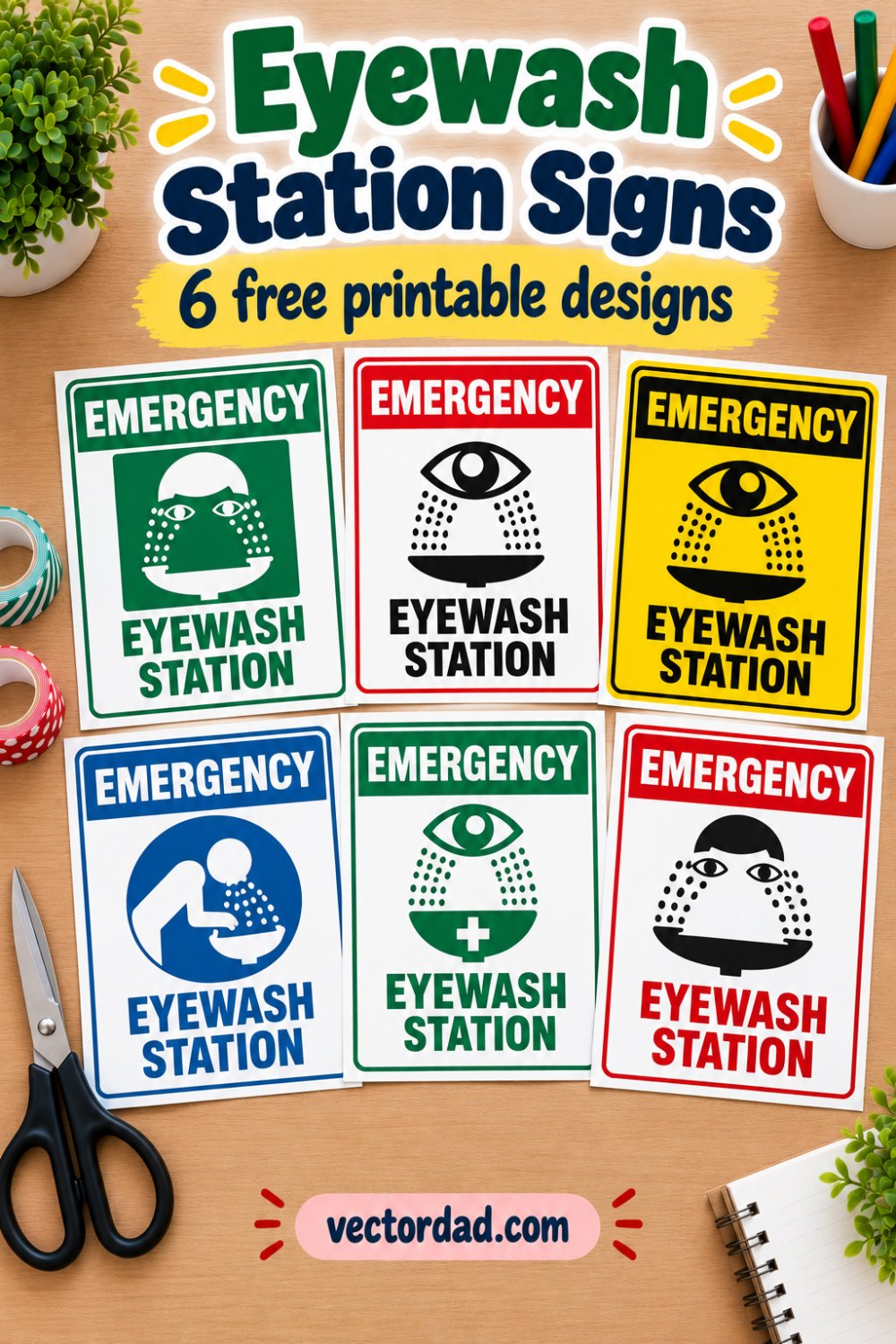 Free printable eyewash station signs from VectorDad β 6 designs