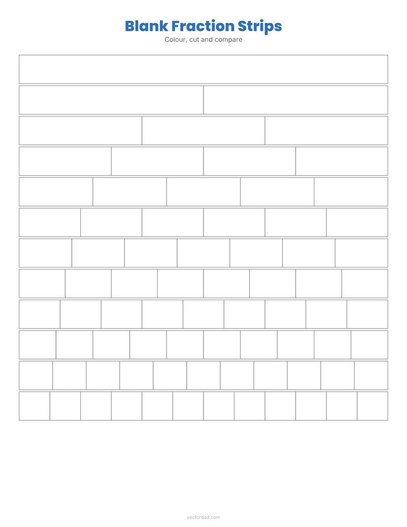 Blank fraction strips printable