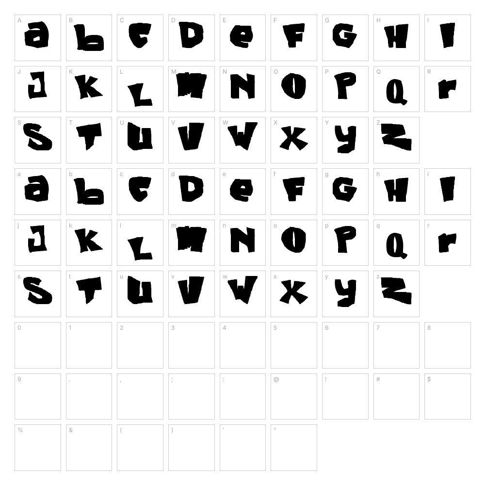 Green Day font character map: A–Z, a–z, 0–9 and punctuation