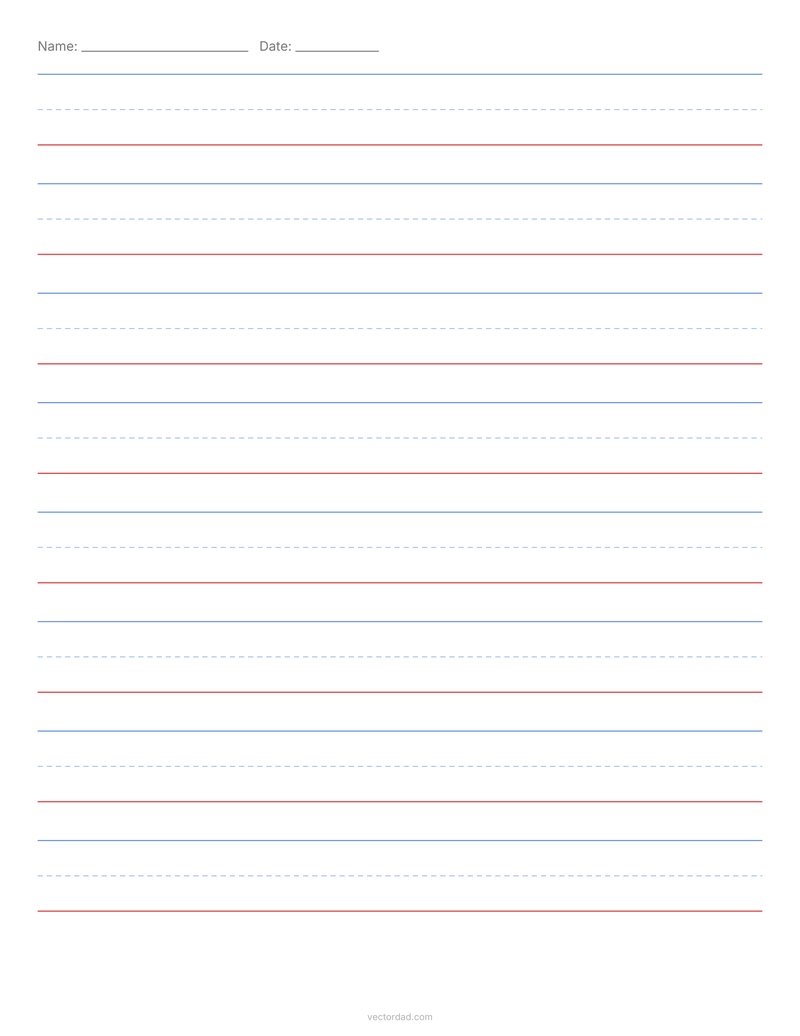 Red and blue handwriting paper