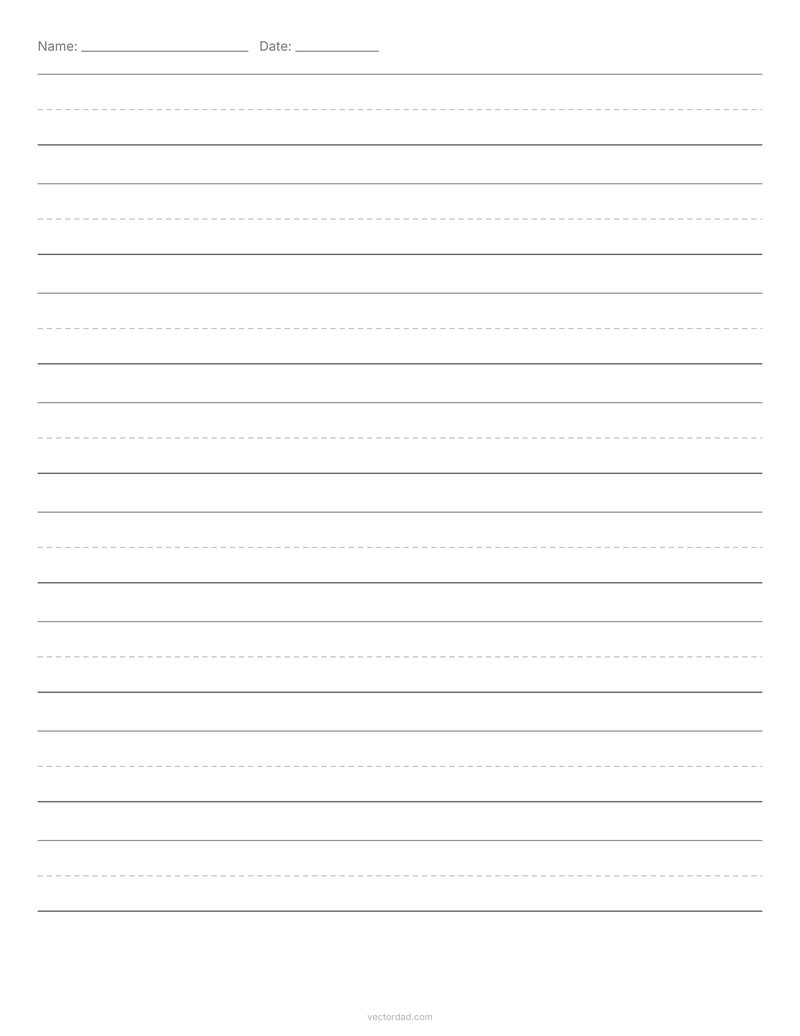 First grade handwriting paper with dashed midline