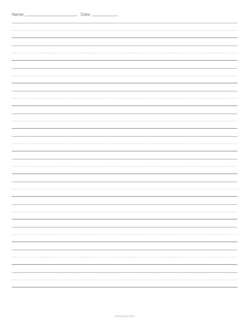 Third grade handwriting paper with half inch lines