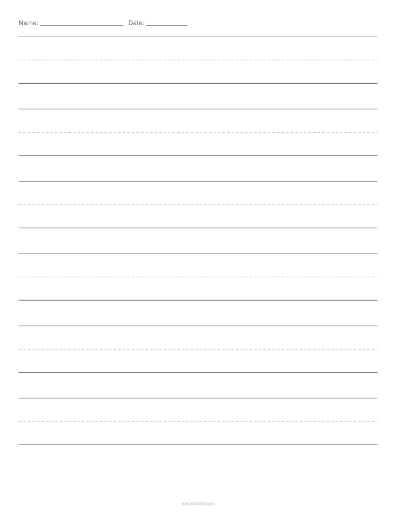 Kindergarten handwriting paper with 1 inch lines