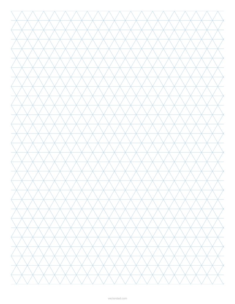 Isometric graph paper with 1 cm triangles