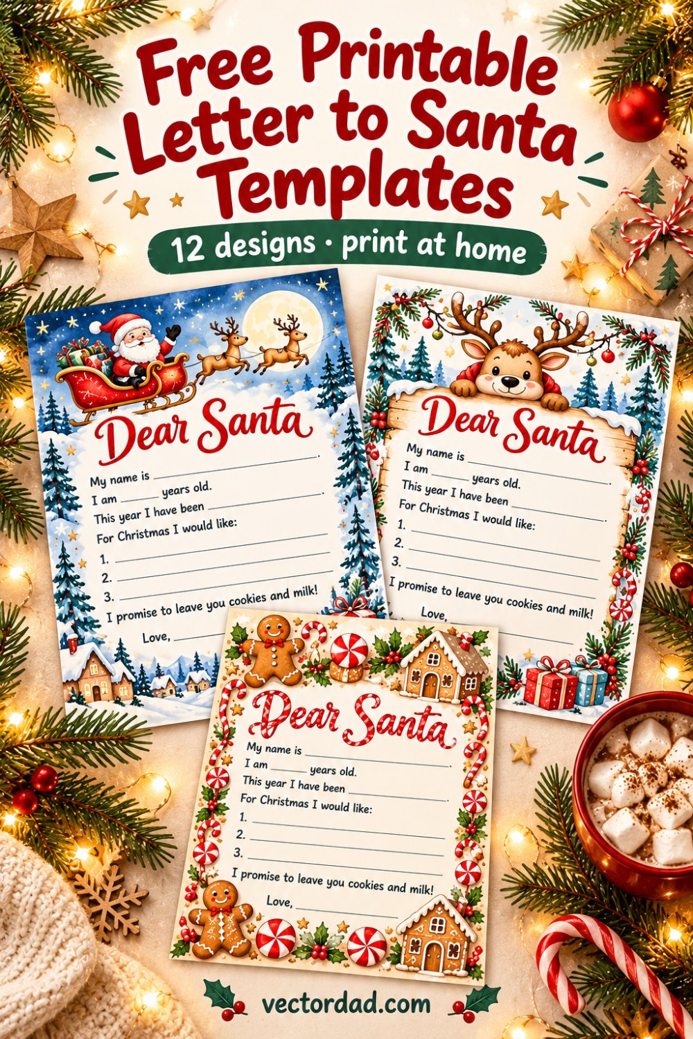 Free printable letter to Santa templates β 12 designs from VectorDad