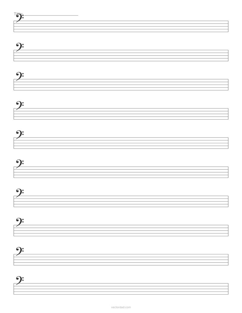 Bass clef staff paper printable