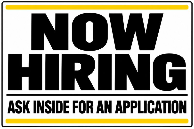 Now Hiring · Ask Inside — free printable now hiring sign