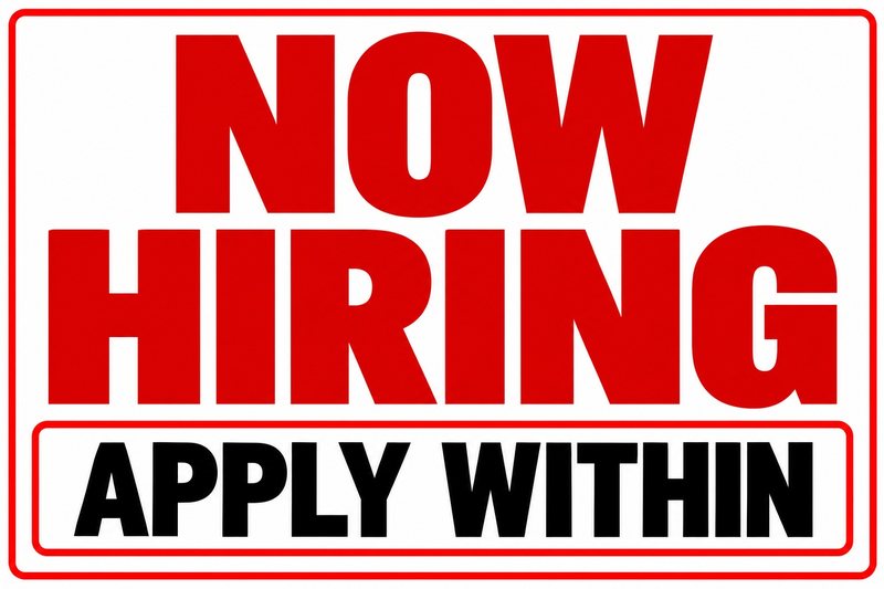 Now Hiring · Apply Within — free printable now hiring sign