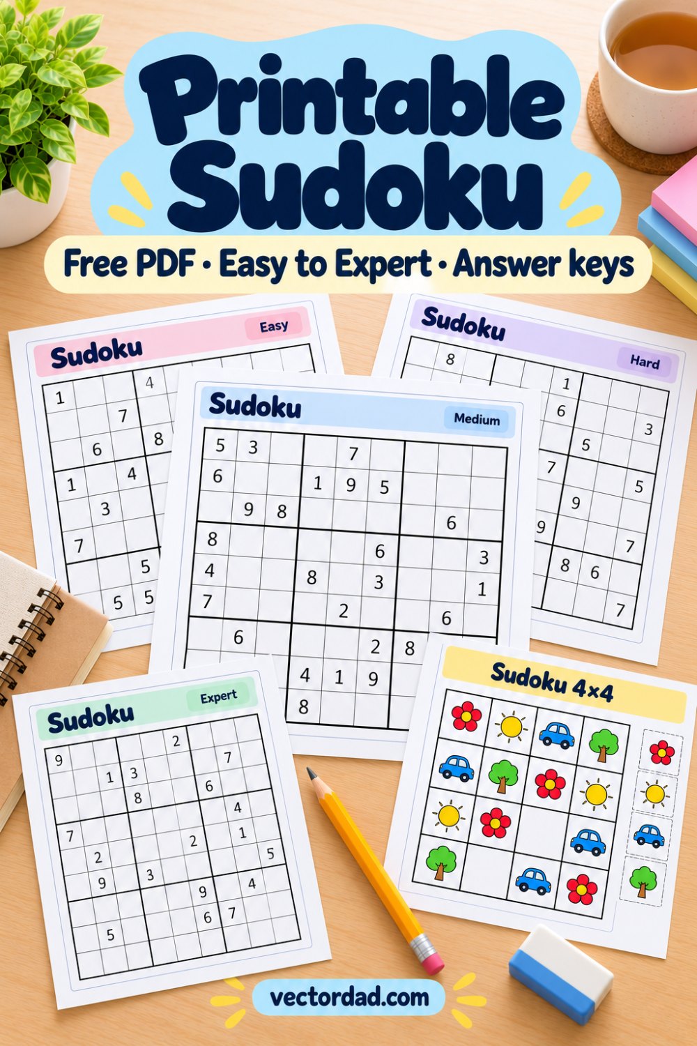 Free printable sudoku puzzles โ easy, medium, hard, expert, large print and kids