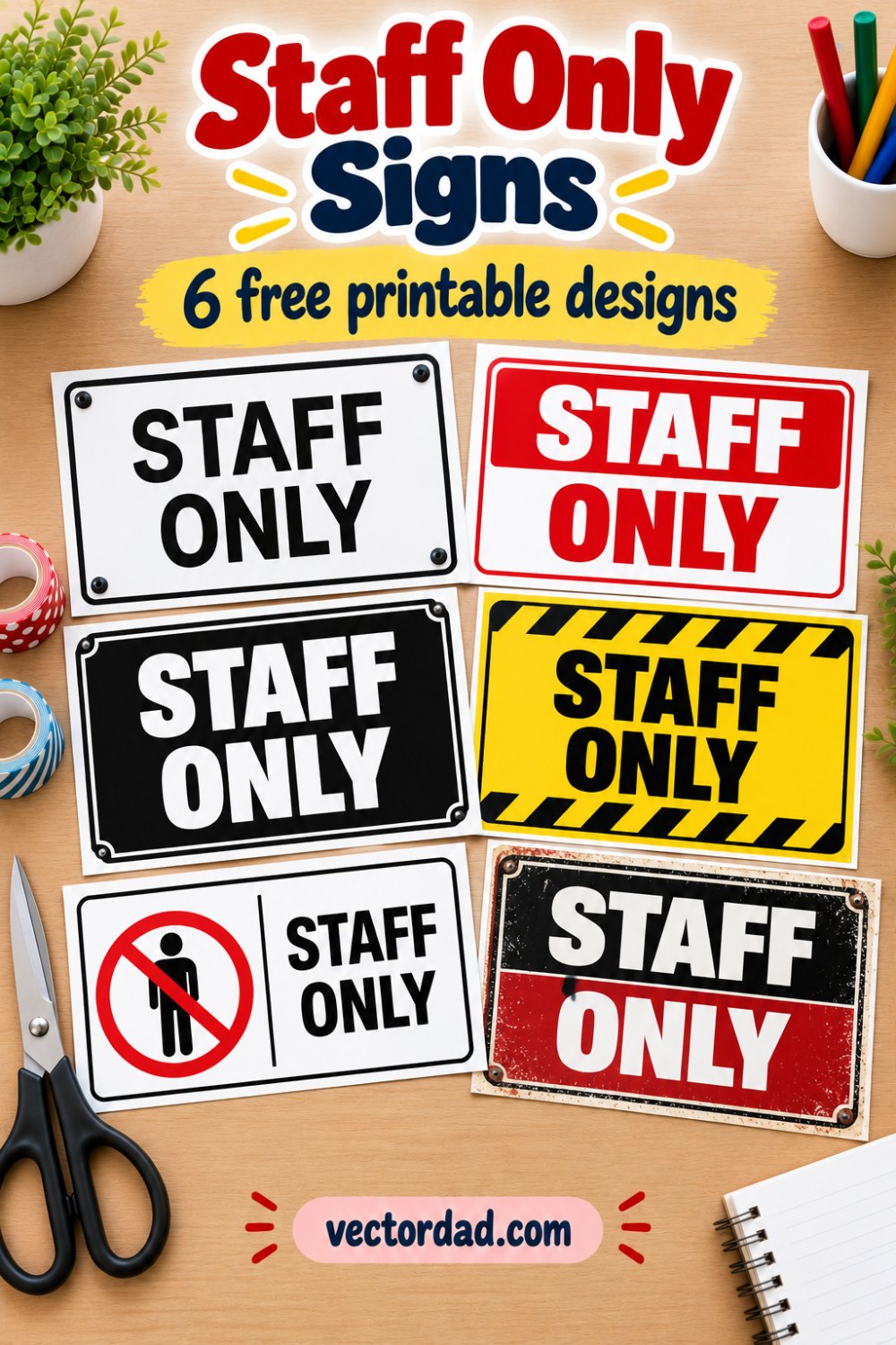 Free printable staff only signs from VectorDad — 6 designs