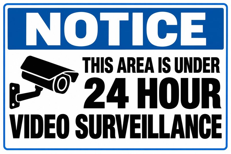 Notice: 24 Hour Video Surveillance — free printable video surveillance sign