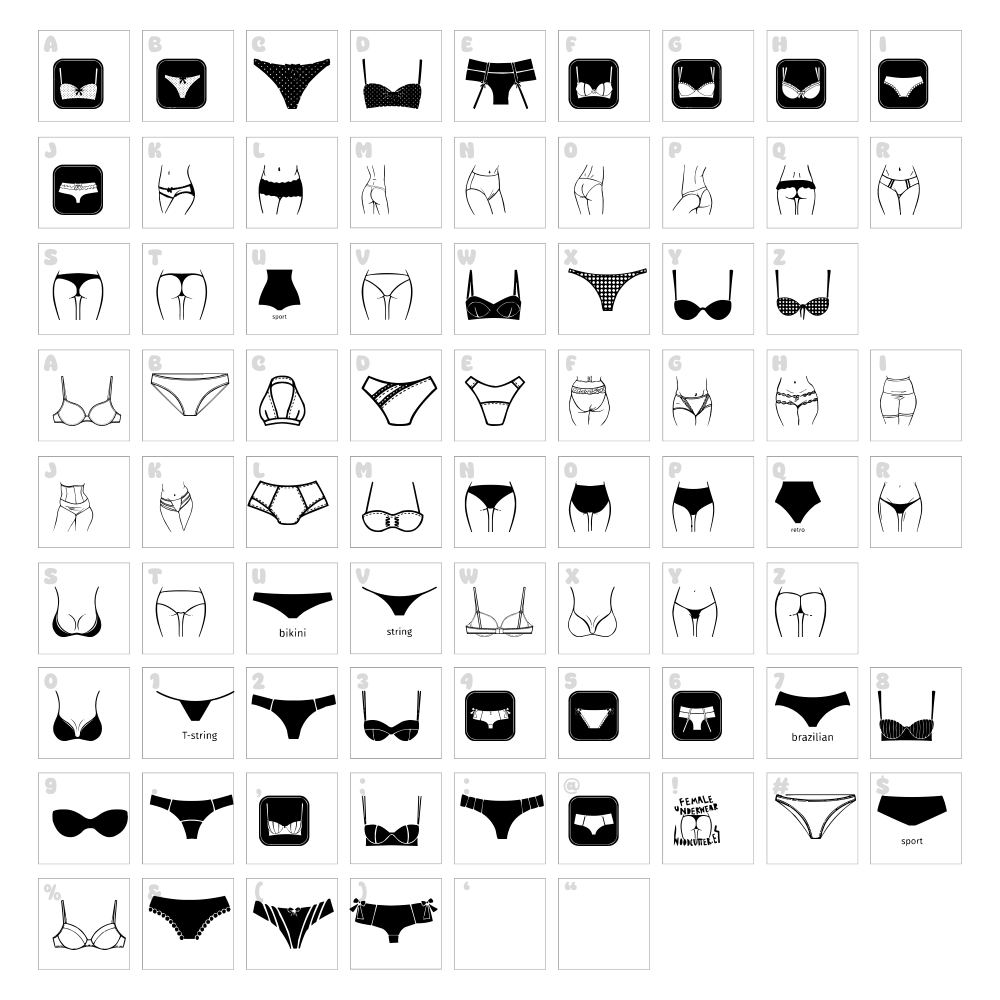 Female Underwear Font - Vectordad